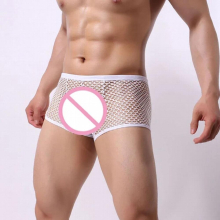 Sexy Mesh Underwear Men Fishnet Boxers Transparent Erotic Lingerie Underpants Trunks Boxer Panties Shorts Bottoms