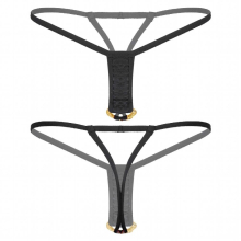 Sissy Male Gay Underwear Sexy Low Waist Beaded O Ring Crotchless open butt Thongs Lingerie Hollow Out Elastic Waistband G-string