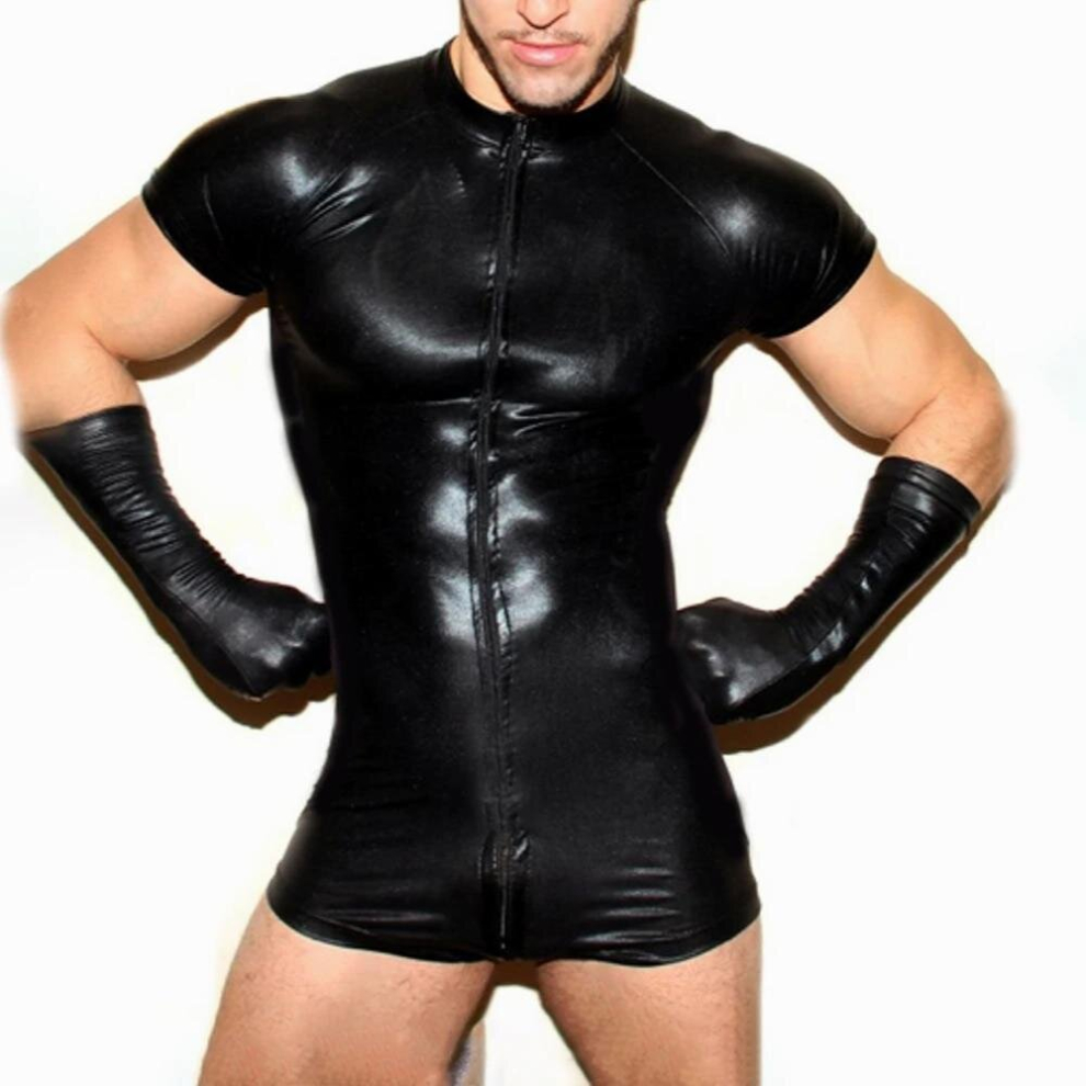 Multicoloured Mens Sexy Pu Leather Bodysuit With Zipper Panties Man Sexy Jumpsuit Bodysuit Clubwear Leotard Exotic Lingerie Gay Sexy Clubw