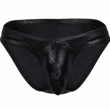 Mens Sexy Briefs Wetlook Snake Printed Underwear U Convex Bulge Pouch Panties Fetish Costumes Exotic Lingerie