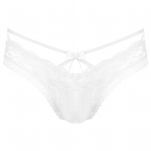 Mens Lingerie Sissy Panties Low Waist Strappy See-Through Briefs Bulge Pouch Underpants Lace Trim Erotic Sissy Underwear