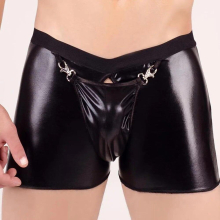 Mens Panties Sexy Boxer Briefs Patent Leather Underpants Tights Night Club Stage Costumes Knickers Underwear Sensual Lingerie