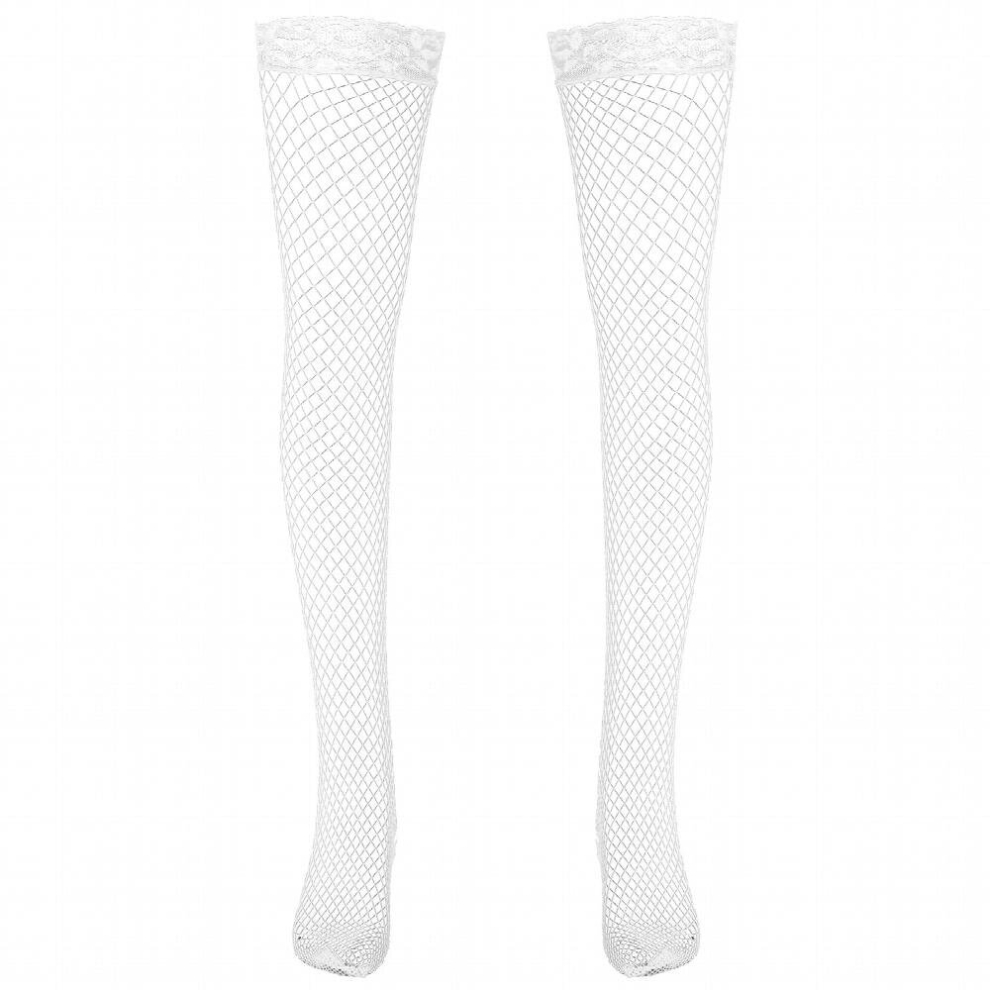 Multicoloured Mens Lingerie Sexy See-Through Fishnet Stockings Lace Trimming Hollow Out Mesh Summer Erotic Hosiery Thigh-Highs Socks