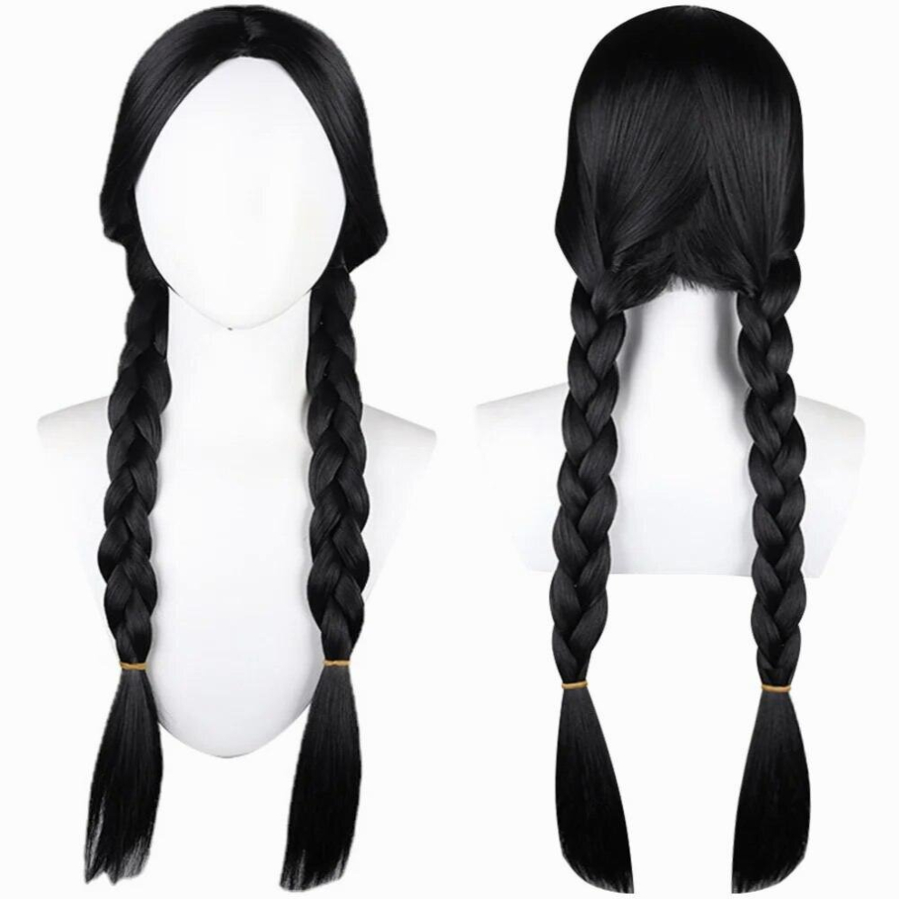 Wednesday Addams Cosplay Wig Heat Resistant Synthetic Hair Carnival Halloween Party Props-image-OPC-PCQVK5K-NEW
