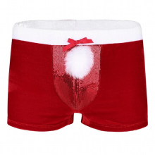 Red Mens Lingerie Velvet Christmas Holiday Santa Claus Party Costume Boxer Shorts Male Flannel Underwear Panties Cosplay Gift