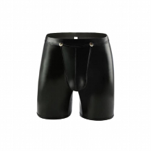 Open Pouch Sexy Men Faux Leather Boxer Shorts Underwear Open Butt Erotic Long Leg Man Underpants hombre Jockstrap