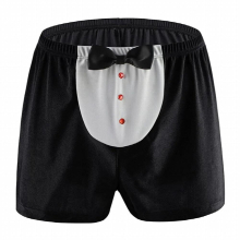 Sexy Gay Men Underwear Boxer Shorts Male Waiter Tuxedo Lingerie Adult Costume Sissy Underpants Casual Shorts Sleepwear