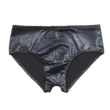 Patent Leather Sexy Womens Flirting Underwear with Holes Open Crotch Straight-in Service Sexy Underwear Briefs for Women