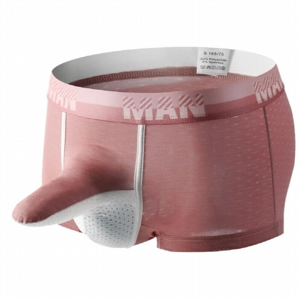 Man Sexy Ice Silk Nylon Boxers Shorts Funny Panties Male Gay Penis Pouch Elephant Nose Jockstrap Bulge Mesh Underwear