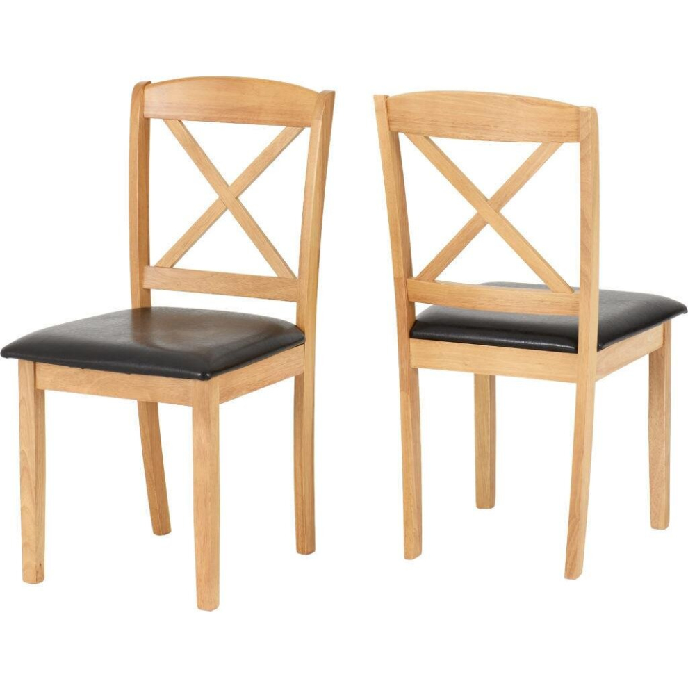 Mason Dining Chair Pair in Oak Varnish and Brown Faux Leather-image-OPC-PCQVQGV-NEW