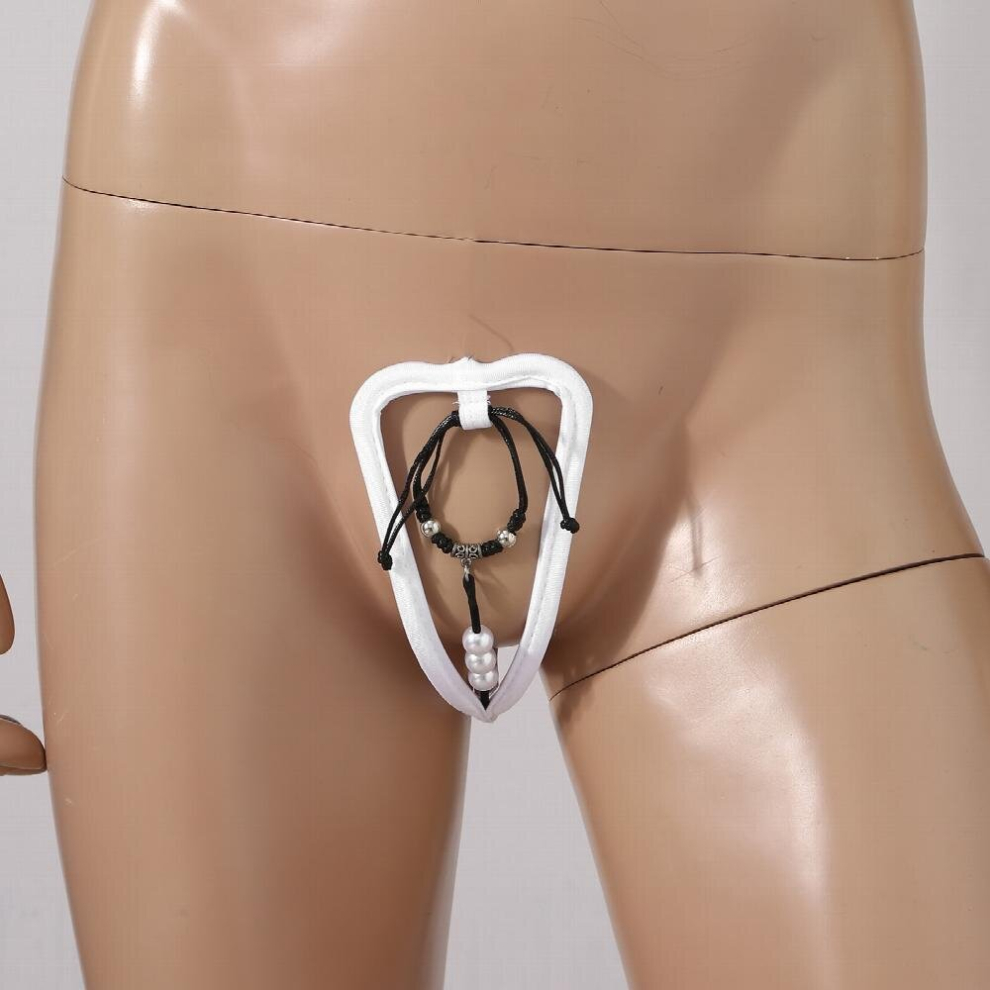 Multicoloured Mens Hollow Out C-String Beaded Crotchless Thongs Sexy Lingerie Underwear Exotic Costumes