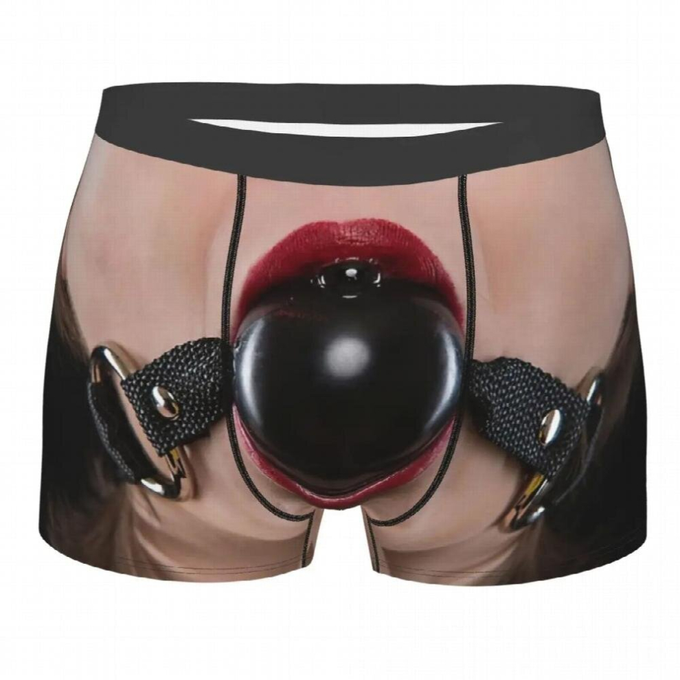 Ball Gag Mouth And Tongue Underpants Breathbale Panties Male Underwear Print Shorts Boxer Briefs