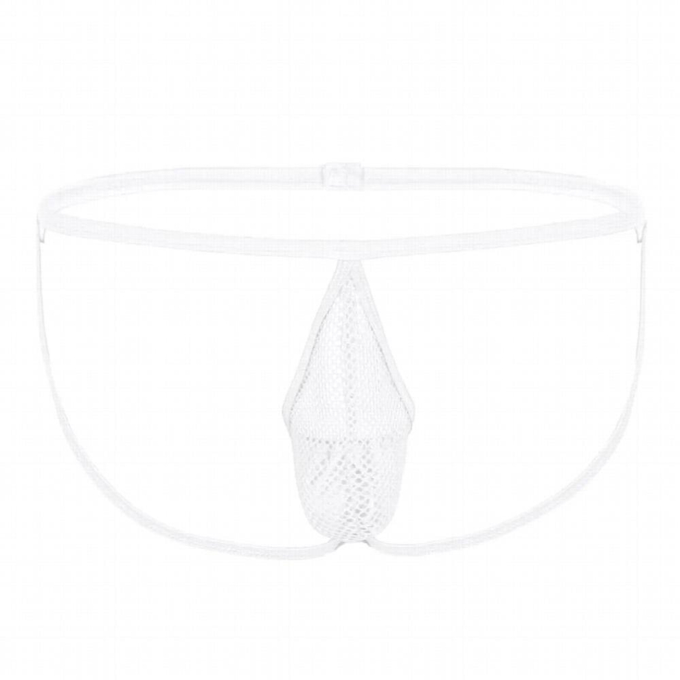 Mens Lingerie Underwear Hollow Out See Through Fishnet Bulge Pouch Underpants Low Rise Open Butt G-String Jockstrap Thong Briefs