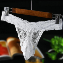 Mens G Strings Thong Sexy Lace Jacquard Erotic Lingerie Panties Bulge U Pouch Perspective Low Waist Elastic Temptation Briefs