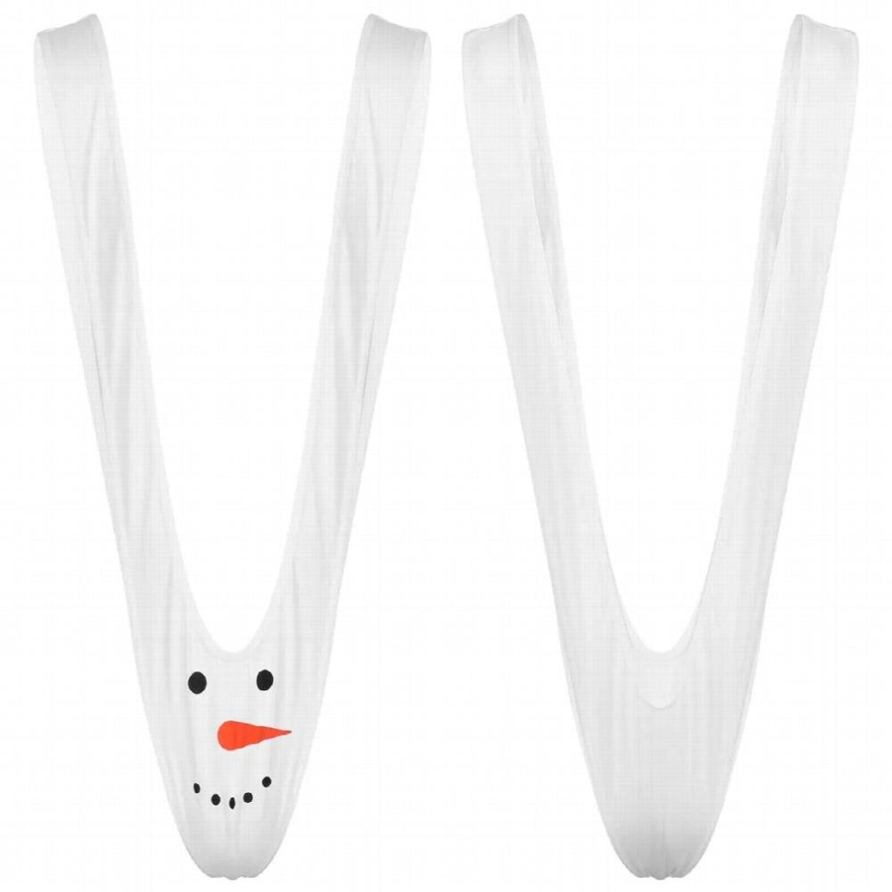 Mens Snowman Printed Bulge Pouch Mankini Thongs Christmas Party Fancy Costume Deep V-shaped Signlet Wrestling Erotic Lingerie