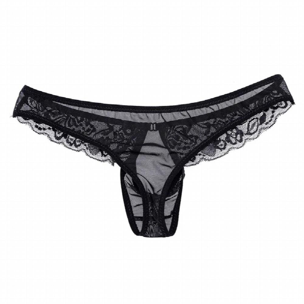 Sexy Men Lingerie Jockstraps Lace Mesh Briefs Bikini Underwear Underpants with Penis Hole for Men Wetlook Panties