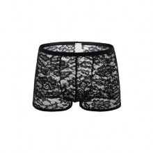 Underwear Lace Boxers Mens See Through Erotic Lingerie Mesh Underpants Bulge Pouch Panties hombre Boxer Shorts