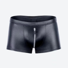 Men Sexy Open Crotch Faux Leather Short Pants For Sex Underwear Bodycon Zipper Crotchless Patent Leather Fetish Boxer Underpant