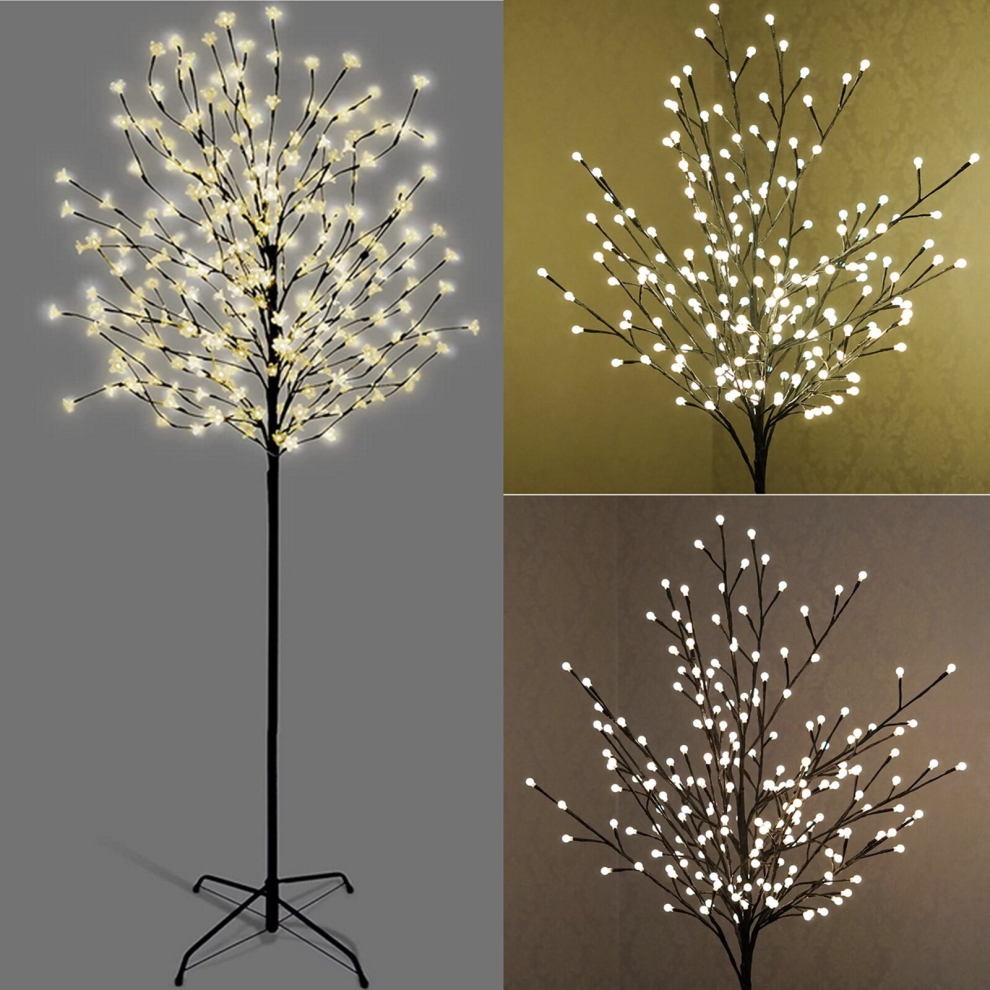 Large 5ft Pre-Lit Light up 200 LED Xmas Berry Blossom Christmas Tree