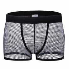 Sexy Men Sexy Underwear See Through Shorts Gay Sissy Panties Hole Mesh Pouch Underpants Breathable Gay Boxer Underwear