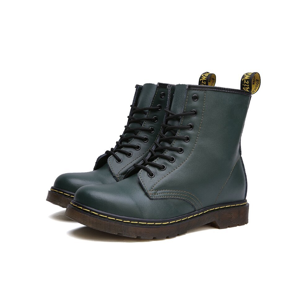 (Green, UK 2.5=EUR 36) Women Retro Boots Classic Leather Ankle Boot Shoes