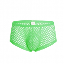 Plaid Fishnet Boxer Shorts Sexy Underwear Men Transparent Mesh Boxers Male Hollow Underpants Erotic Lingerie