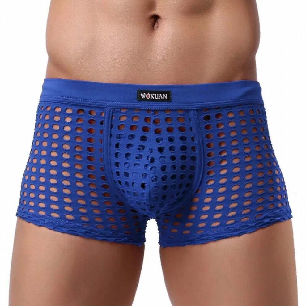 Mens Boxers Shorts Panties Sissy Sexy See Through Lingerie Fishnet Hollow Out Mesh Male Pouch Boxer Underwear Gay