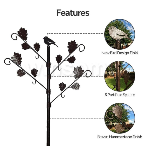 Bird Feeders Pole With Hanging Leave Branches for Feeders 2
