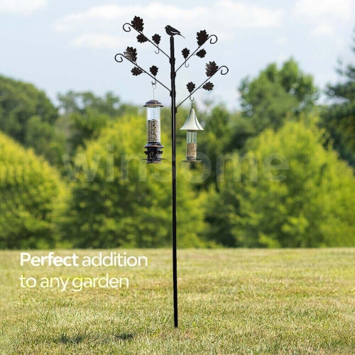 Bird Feeders Pole With Hanging Leave Branches for Feeders
