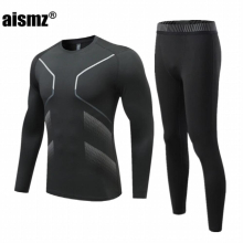 Aismz Winter Thermal Underwear Men & Boy Running Compression Sport Suit Tights Clothes Gym Fitness Jogging Sportswear Long Johns