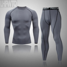 Mens Thermal Underwear Sports Suit Tights Men Long Johns Jogging Leggings Fitness Gym Compression Sports Clothing