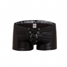 Men Sexy Althetic Strap Underwear Lace Up Short Boxer Patent Leather Boxers Underwear Underpants Shorts