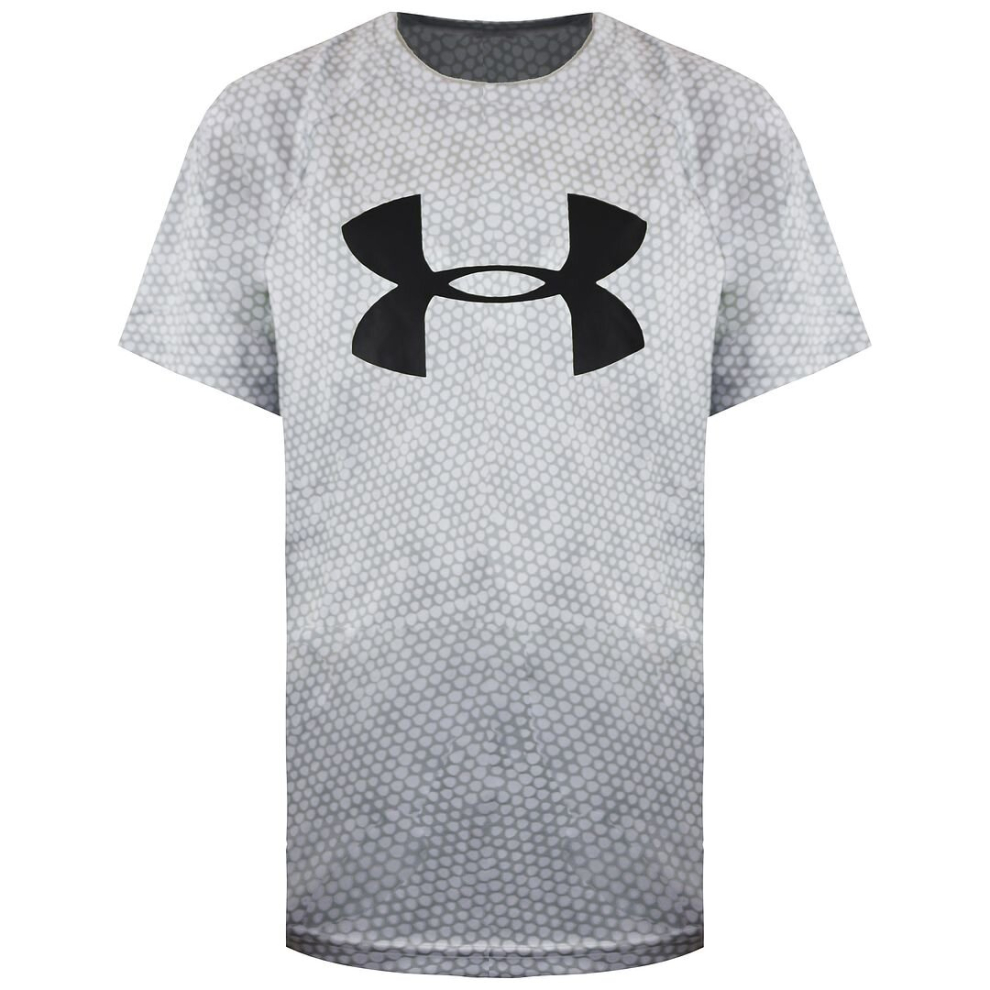 (L, Grey) Under Armour Short Sleeve Crew Neck Mens Grey Big Logo T-Shirt 1351851 011 (UK )