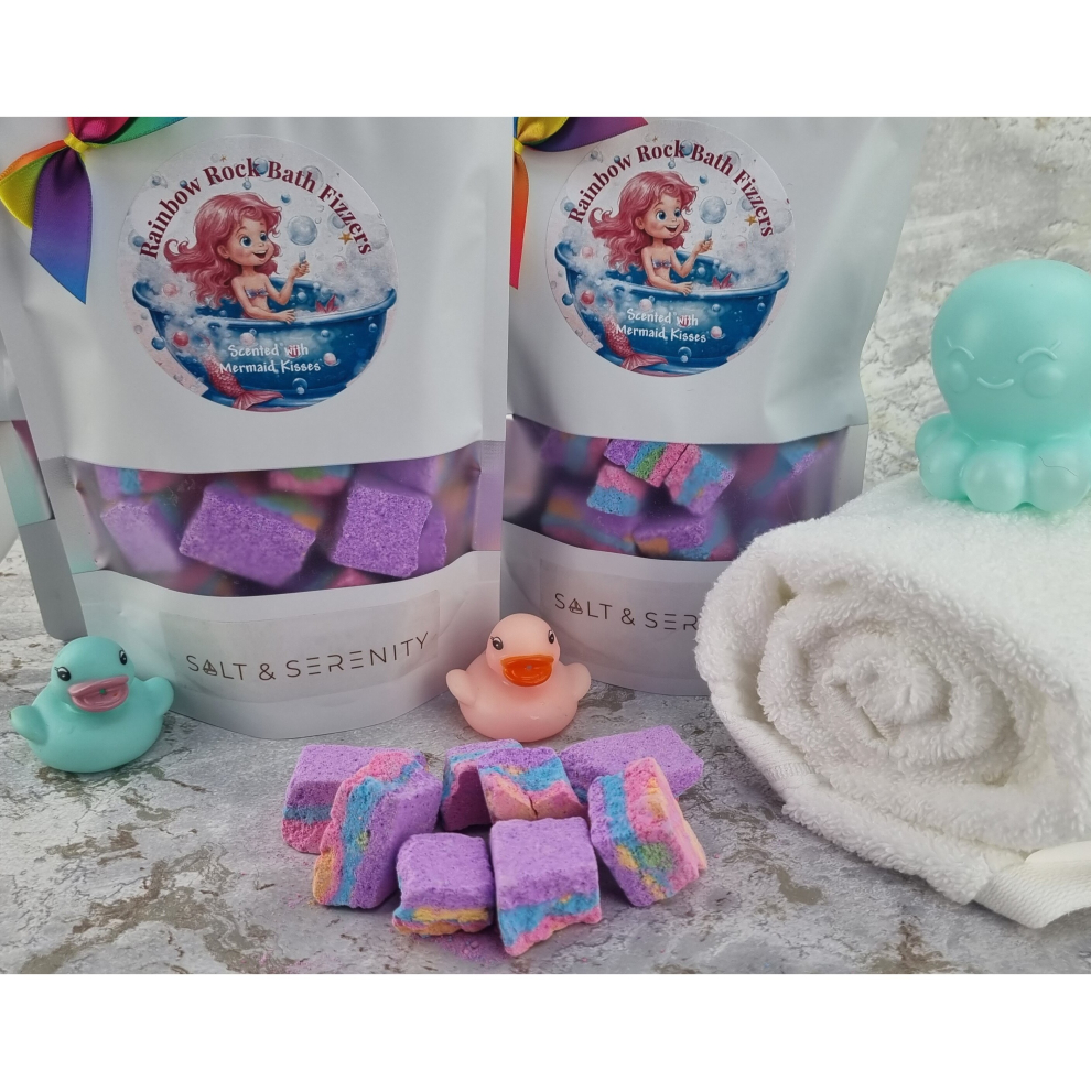 Saltandserenity Rainbow Rock Bath Bomb/Fizzers - Mermaid Kisses- Gifts, Allergen Free