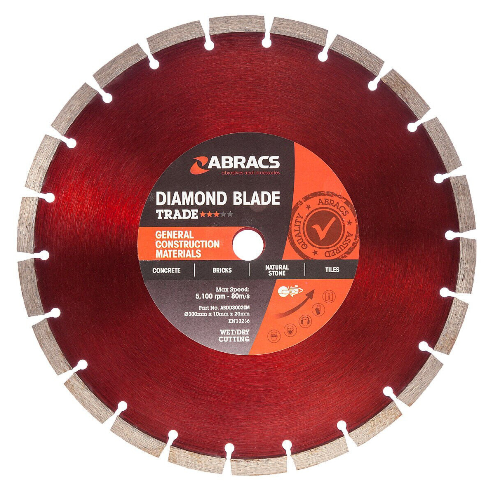 Abracs Abracs Abdd30020m Diamond Blade General Purpose 300Mm X 10Mm X 20Mm Abdd30020m 5060145207752