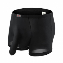 Elephant Nose Mens Sexy Boxer Breathable Ice Silk Solid Trunk Shorts Erotic Sleeve Underwear Gay