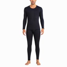 Charmleaks Men Thermal Underwear Suit Warm Crew Neck Undershirt Mid-waist Soft Leggings Top+Pant