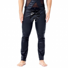 Plus Size Men Sexy Wetlook Leggings Faux Leather Pants Gay Fetish Pants Sexy Nightclub Dance Wear Stage Performance