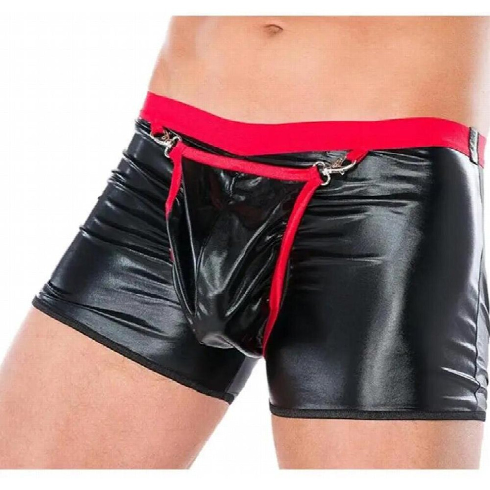 Multicoloured Sexy Men Faux Leather Boxer Shorts Wetlook Open Crotch Hollow Back Panties Erotic Male U Convex Pouch Underwear Fetish Lingerie