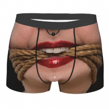 Ball Gag Mouth And Tongue Underpants Breathbale Panties Male Underwear Print Shorts Boxer Briefs