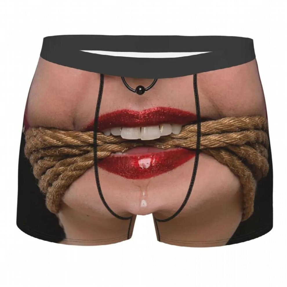 Ball Gag Mouth And Tongue Underpants Breathbale Panties Male Underwear Print Shorts Boxer Briefs