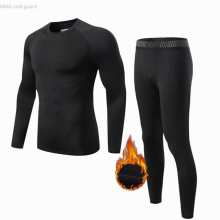 Mens Thermal Long Shirt Warm Bottom Fleece Underwear Kids Winter First layer zipper Warm Sweat Suit Sportswear Tracksuit Set