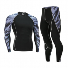 Men Thermal underwear winter long johns 2 piece Sports suit Mens Compression leggings Quick dry t-shirt long sleeve jogging set