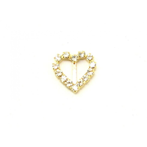 Diamante Heart Buckle  Gold - each