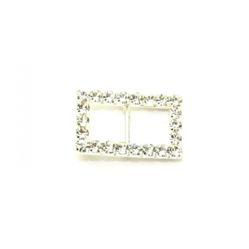 Diamante Rectangle Buckle  Silver - each