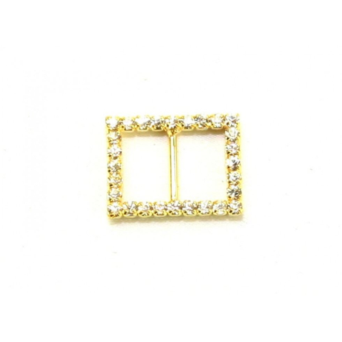 Diamante Rectangle Buckle  Gold - each