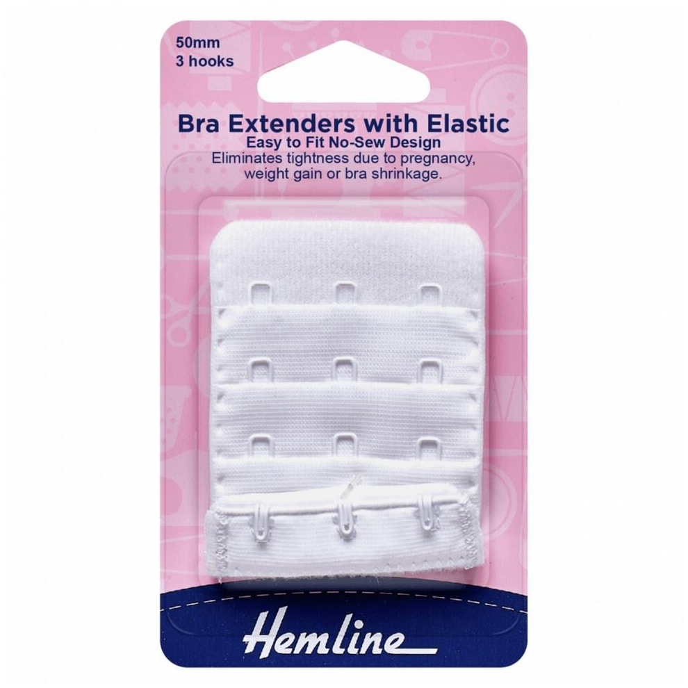 Hemline Women's White Bra Back Extenders