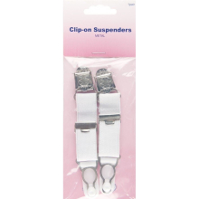 Hemline Clip On Suspenders White