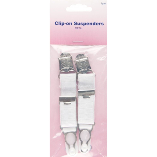 Hemline Clip On Suspenders  White