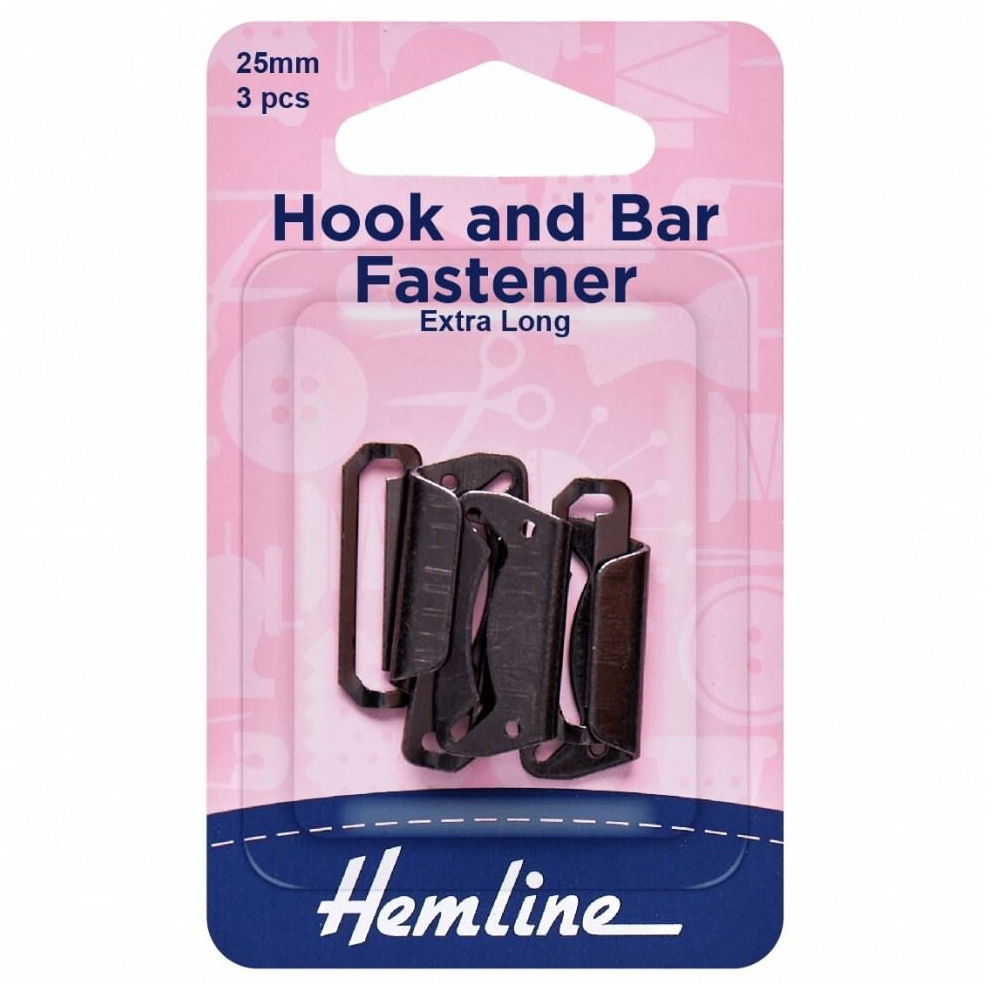 Hemline Black Hook & Bar Fasteners - Per Pack